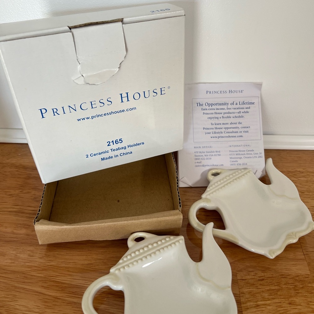 Princess House Ivory Ceramic Teabag Holders - Picture 4 of 7